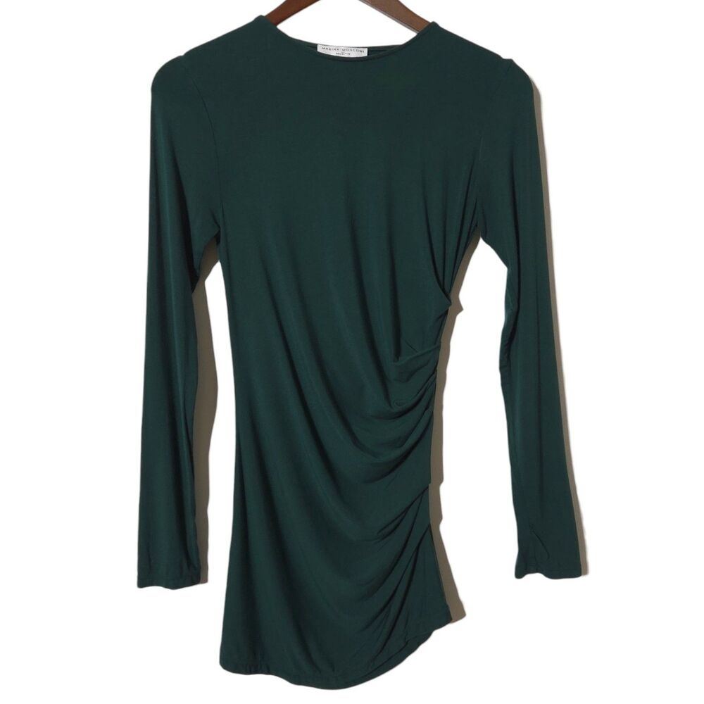 Marina Moscone Collective Mini Dress Womens Size S Green Bodycon Gathered Side